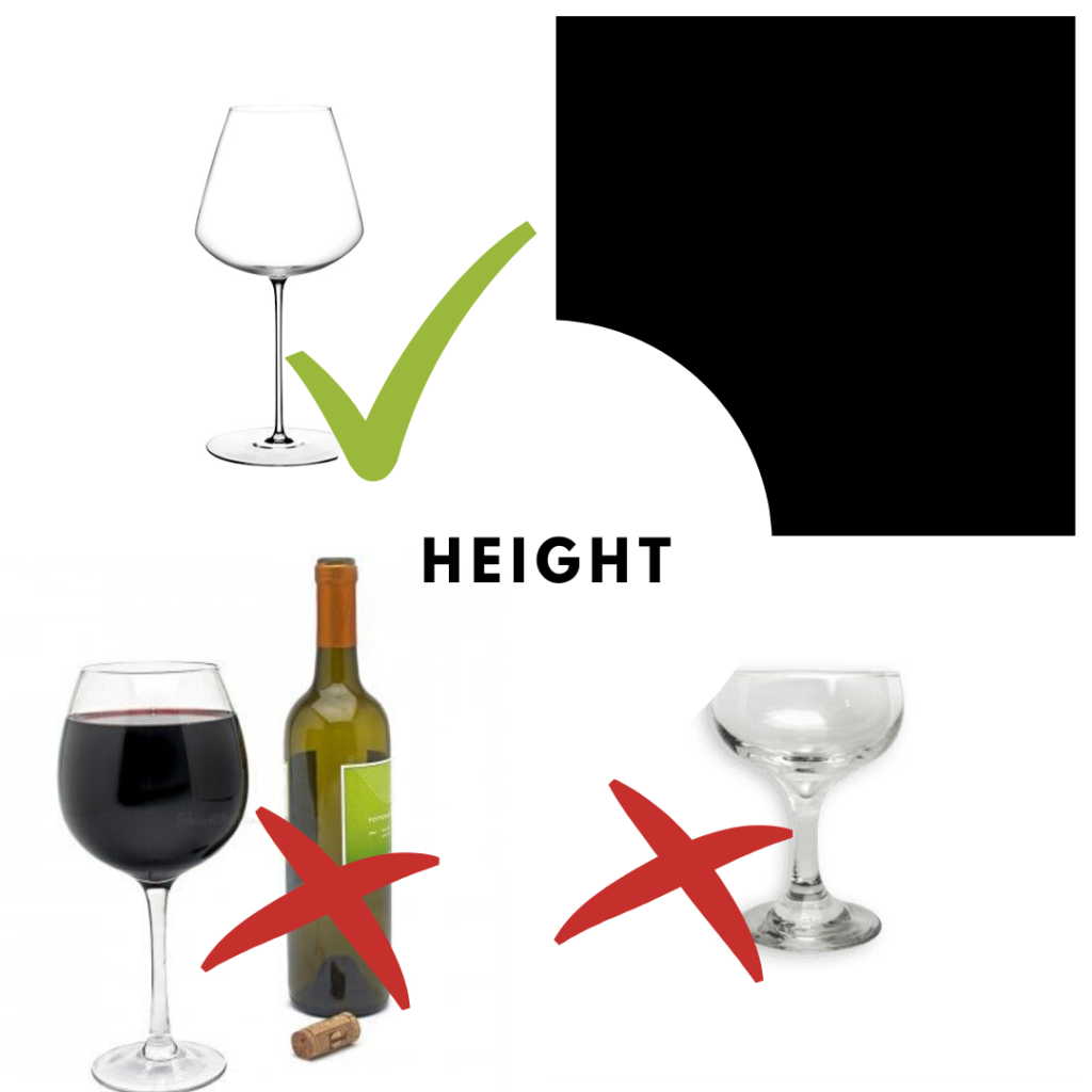 wine tasting glasses height