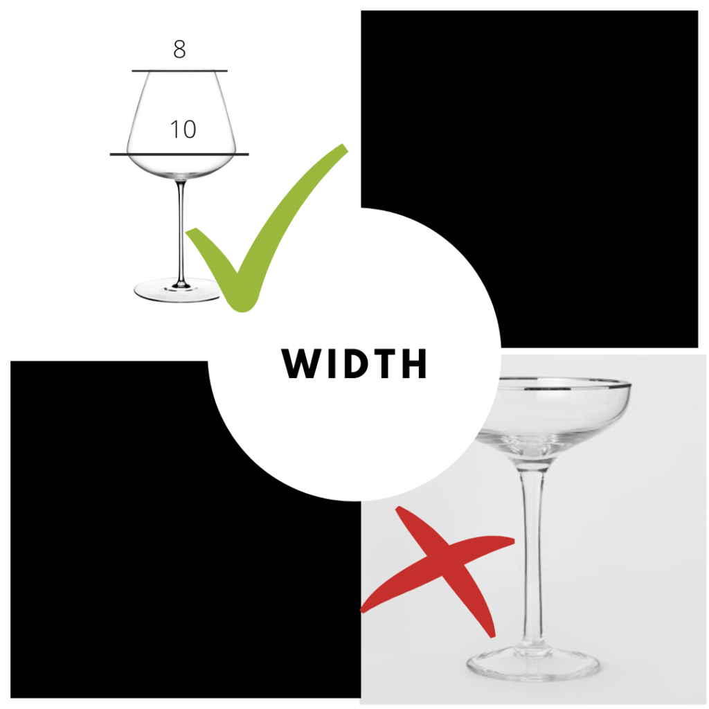 wine tasting glasses width