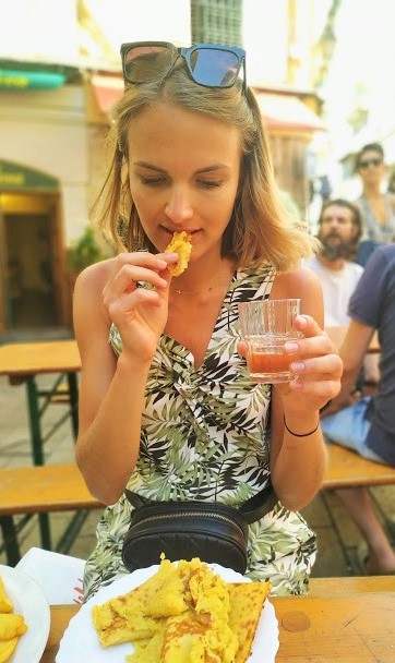 Traditional socca served during a food tour in Nice Old Town