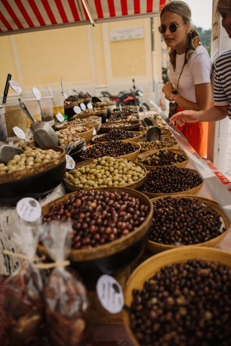 Local olives and artisan delicacies tasted during a food and wine tour in Nice
